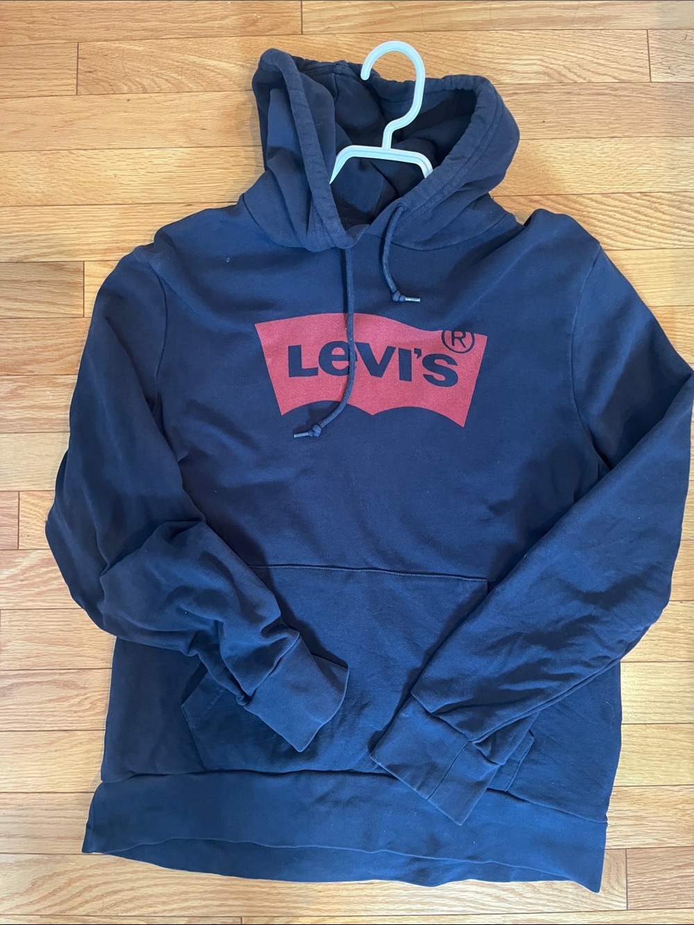 Levi's Navy Pullover Hoodie with Red Batwing Logo